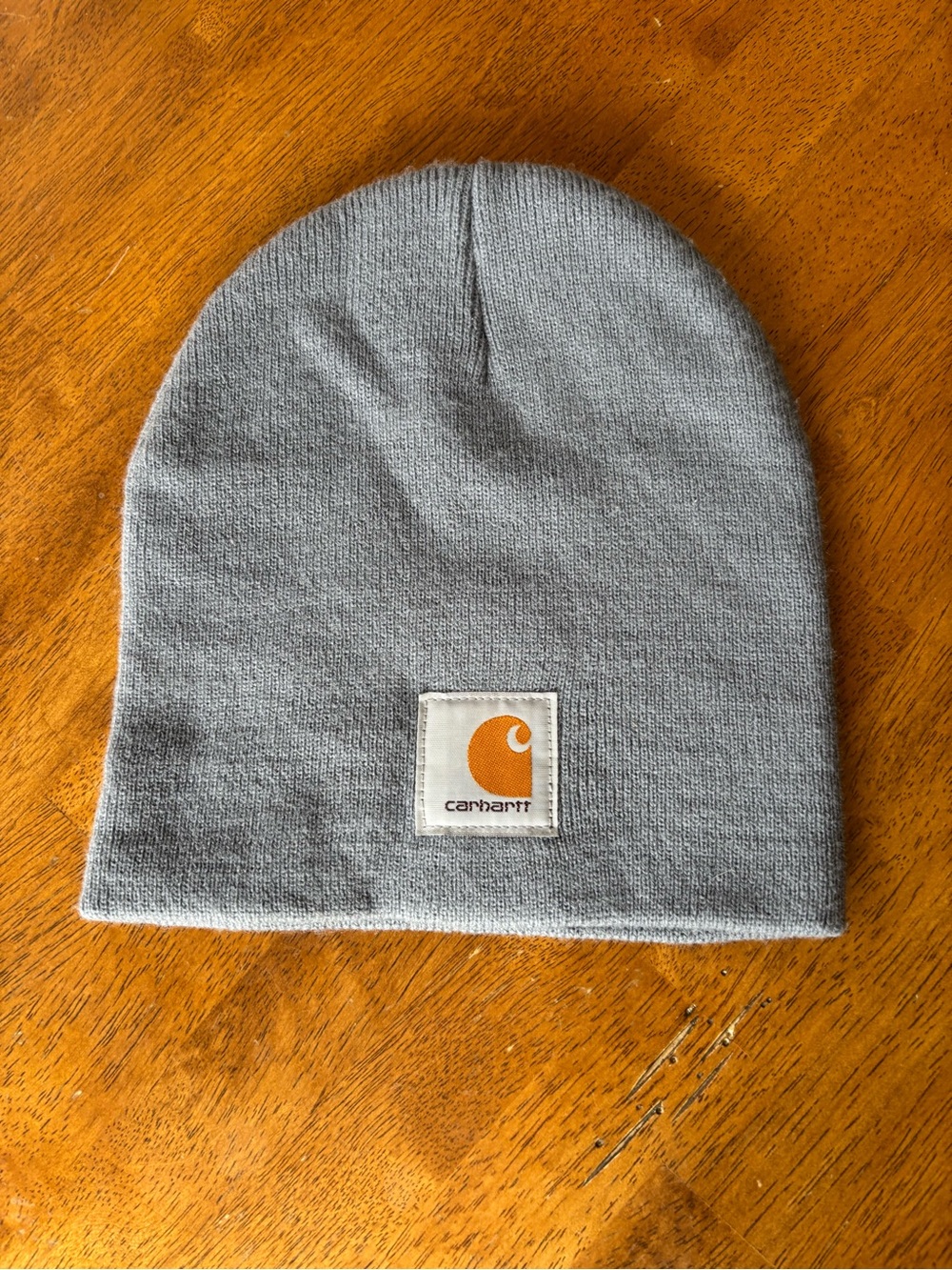 Carhartt Gray Blue Beanie with Orange Logo